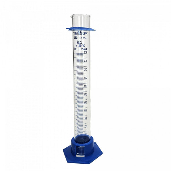 Graderad mätcylinder i glas 250 ml - plastbas